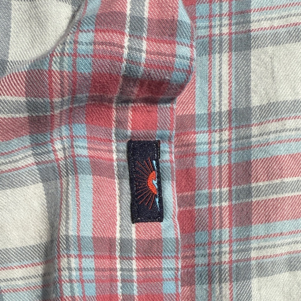 Faherty Men's White and Red with Blue stripe Plaid Shirt - Picture 10 of 12